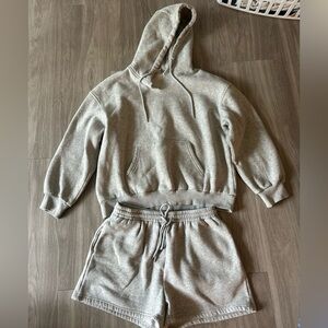 Gray Hoodie and Shorts Set
